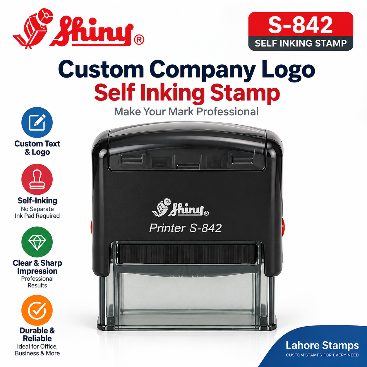Custom Company Logo Self Inking Stamp – Shiny